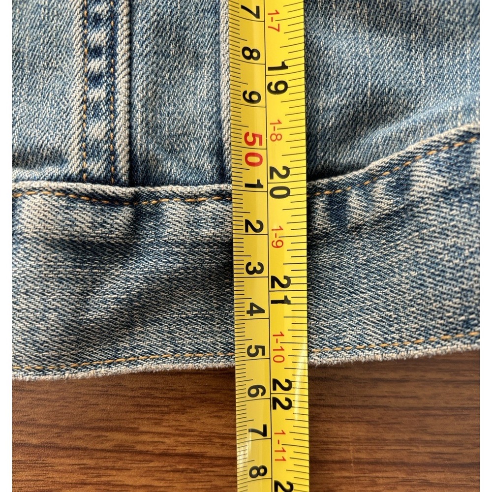 GAP Women's Medium Wash Stretch Long Sleeve Button Up Distressed Jean Jacket - S - Picture 9 of 11